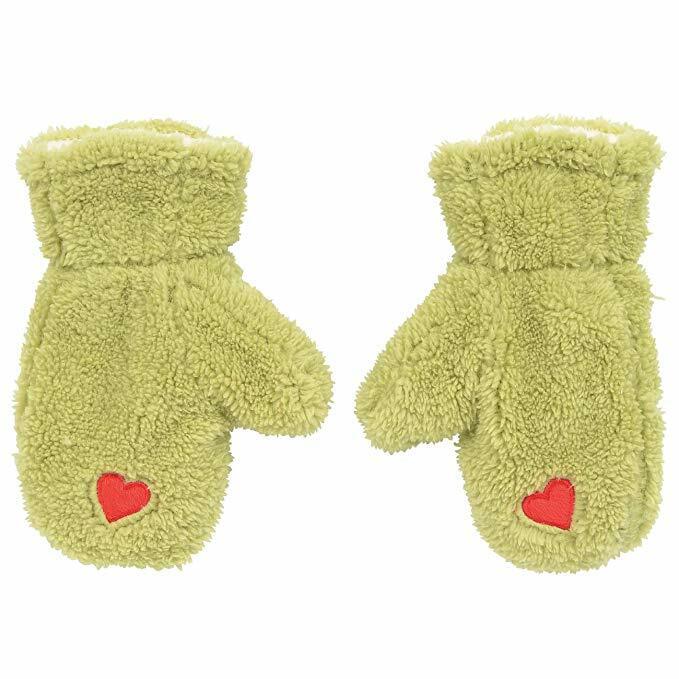 Department 56 Dr. Seuss Grinch Face Sherpa Fleece Mittens, Youth One-Size