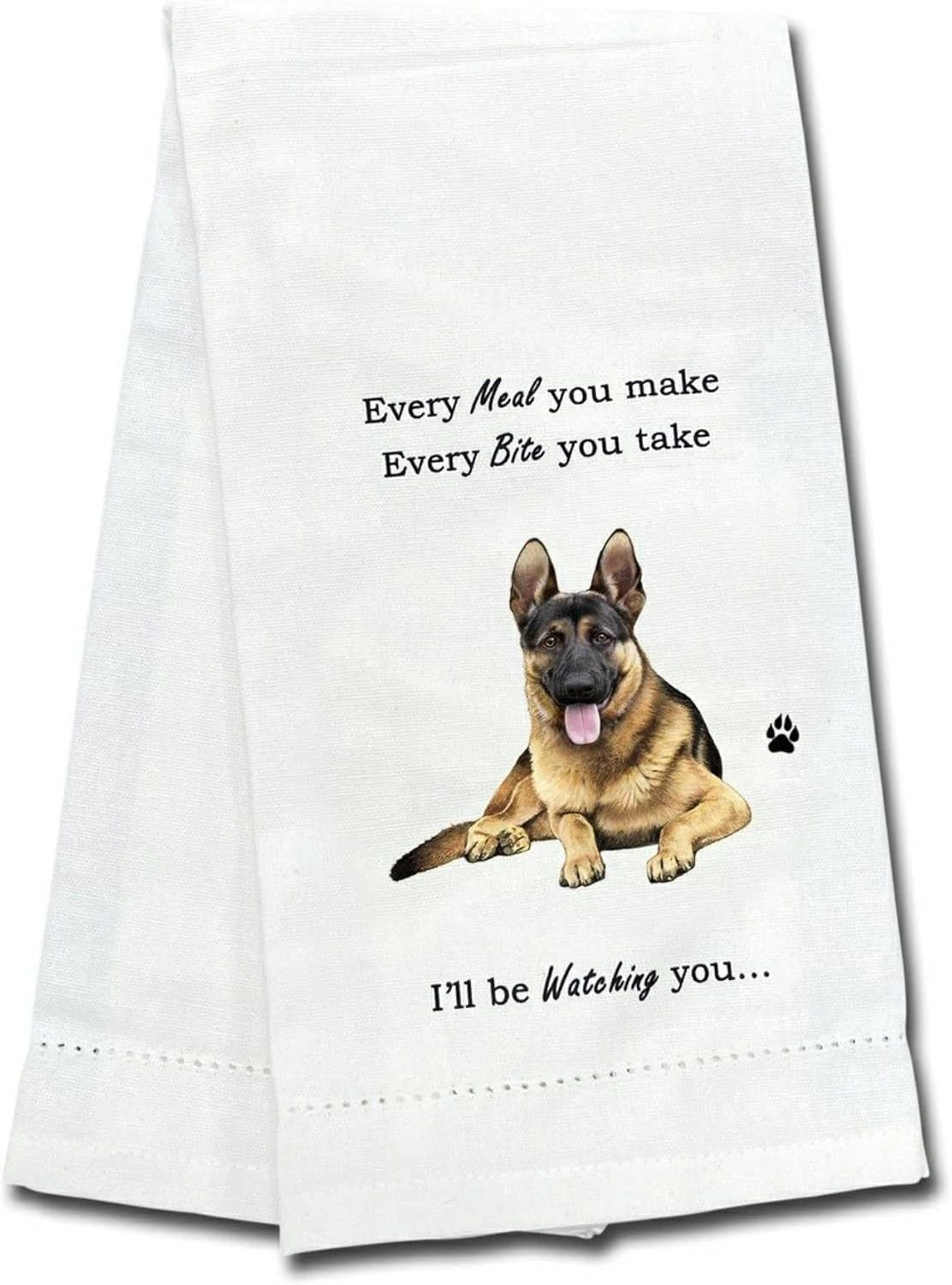 E&S Pets 711-75 German Shepherd Dog Kitchen Towel, Off-white
