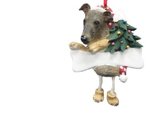 Greyhound Ornament Brindle "Dangling Legs" Hand Painted and Easily Personalized