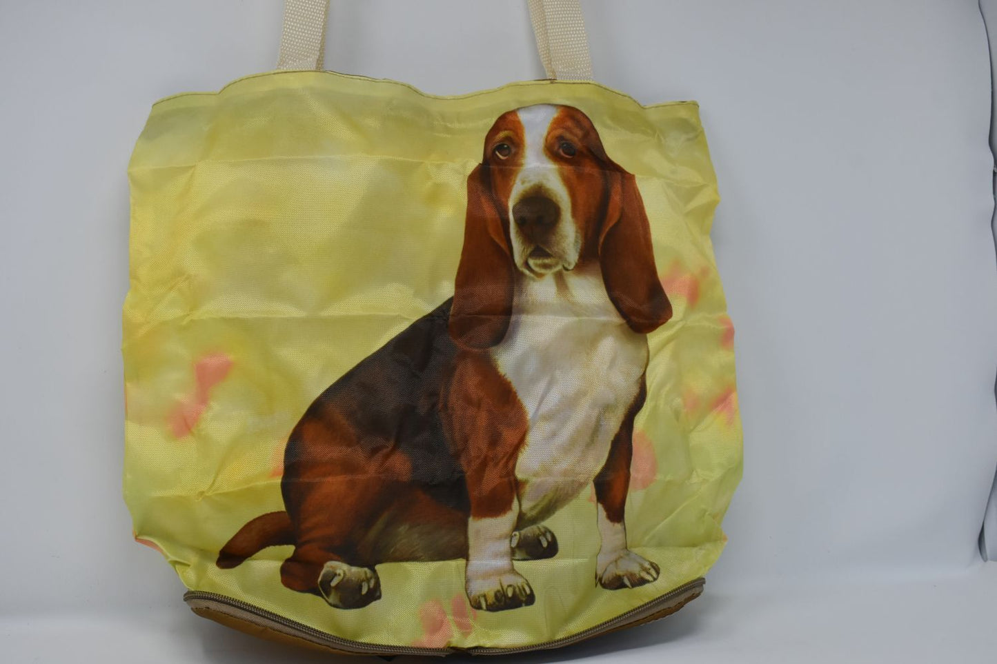 Basset Hound Foldable Tote Bag - Durable, Waterproof - Zippered Market Tote