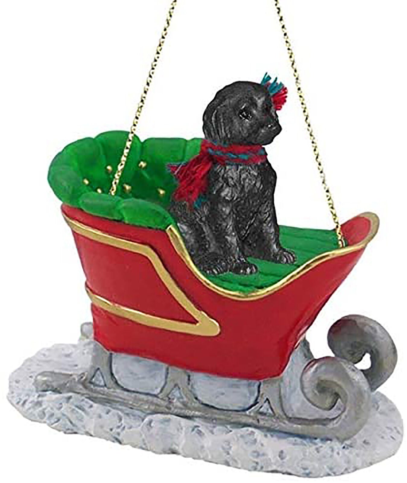 Conversation Concepts Black Labradoodle Dog Sleigh Dog Holiday Ornament