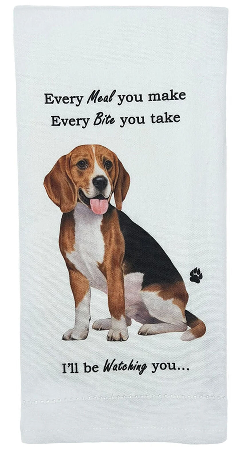 E&S Pets 711-3 Beagle Dog Kitchen Towel, Off-white