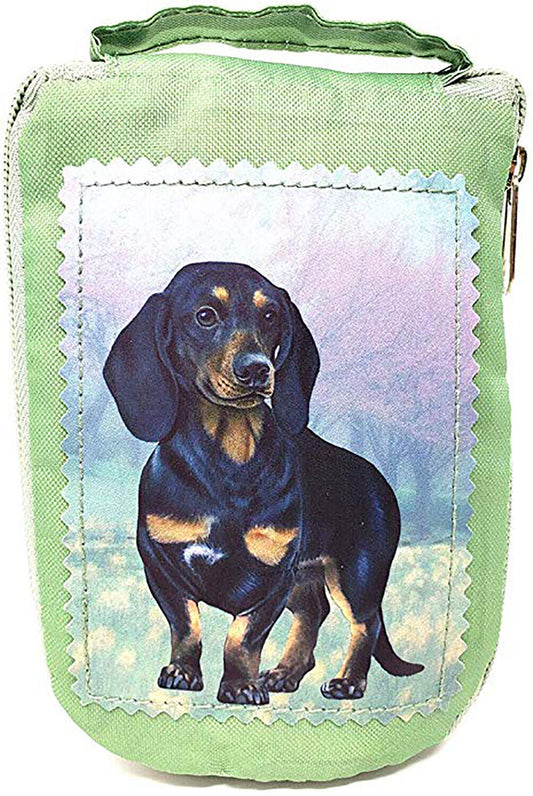 Black Dachshund Foldable Tote Bag - Waterproof - Zipper Market Tote