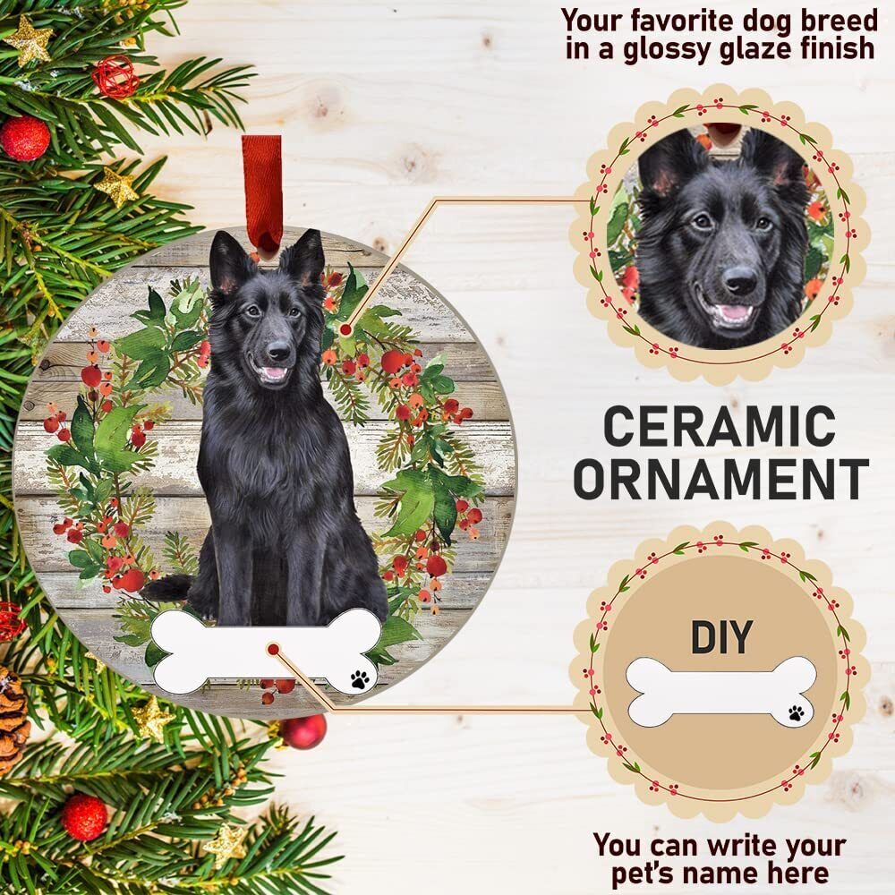 Black German Shepherd Ornament - E&S Pets - DIY Personalizable, Ceramic Round