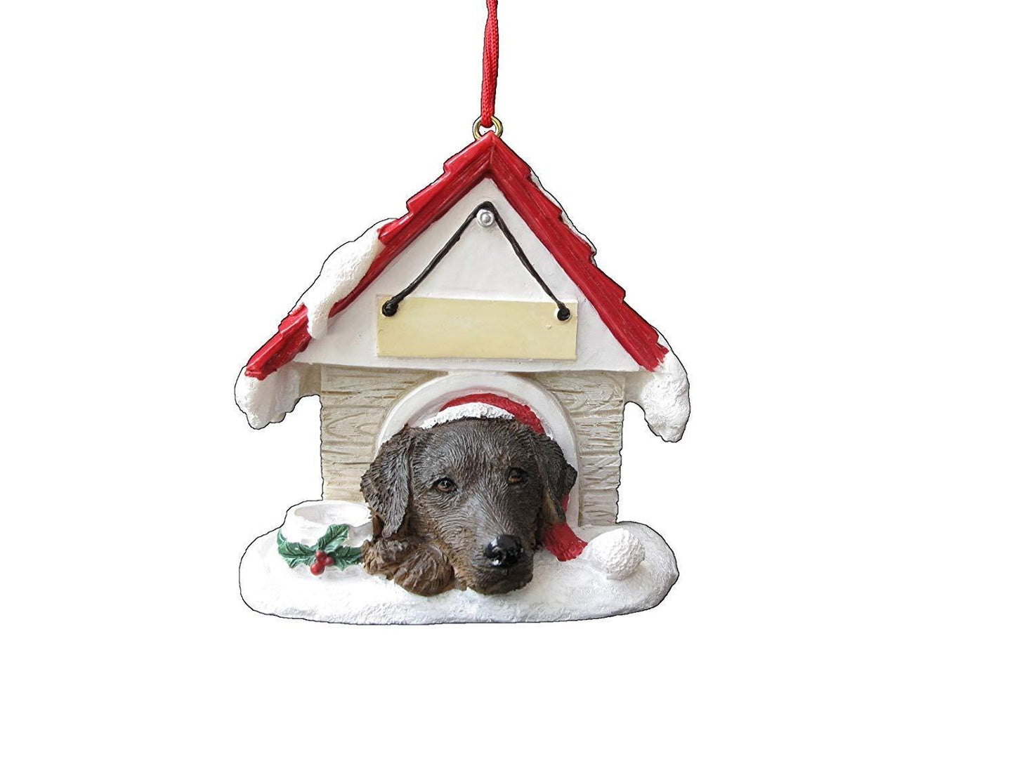 E&S Pets 35355-22 Chocolate Labrador Doghouse Ornament