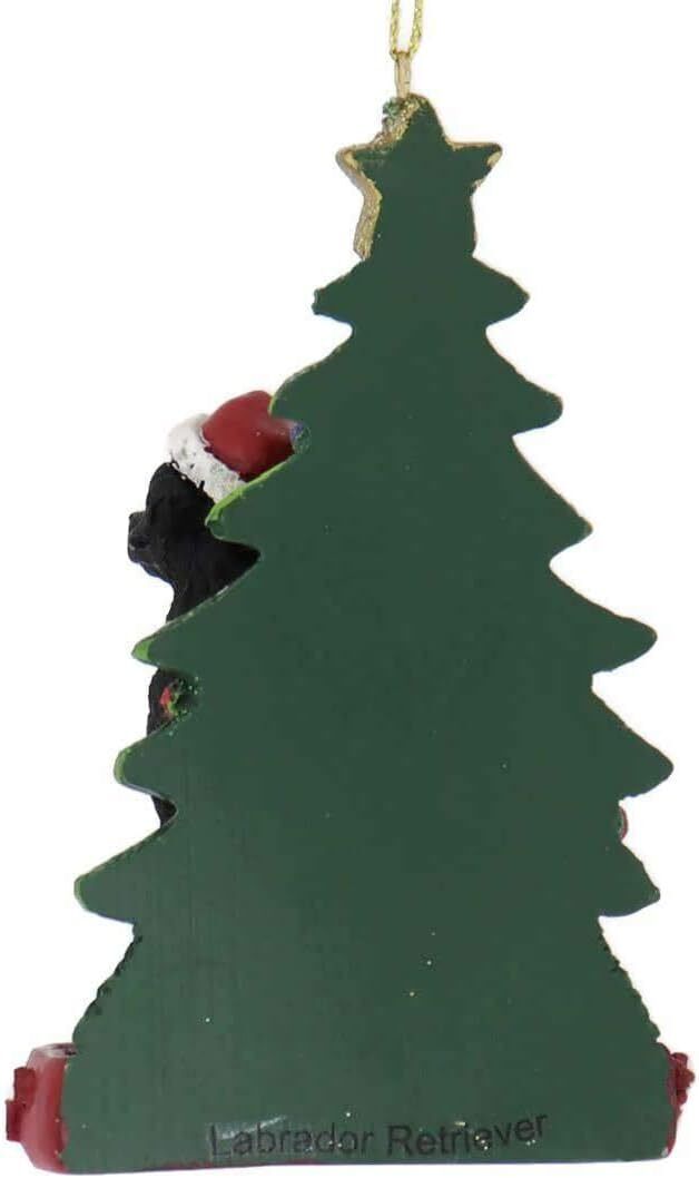 Kurt Adler Black Lab Labrador With Santa Hat Christmas Tree Ornament, 4.25 "