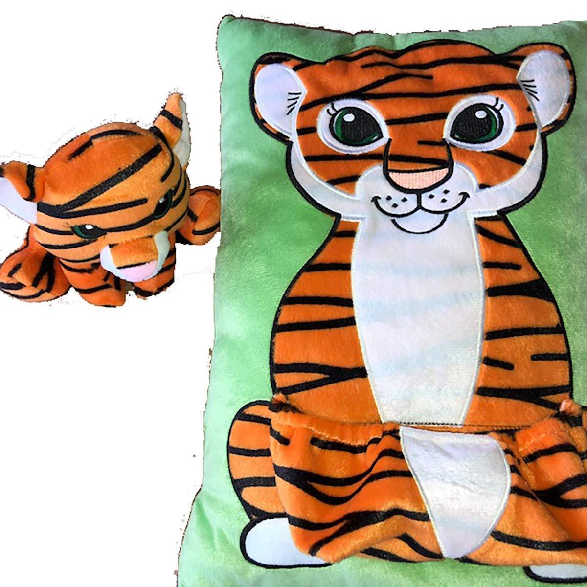 Fiesta Bengal Tiger Pocket Pillow with Removable Plush Tiger Pal, 16"