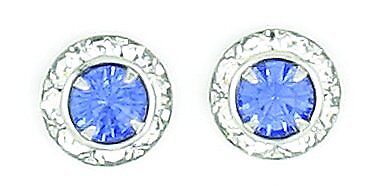 Finishing Touch Rondelle Stone Earrings - Sapphire - Silver Finish