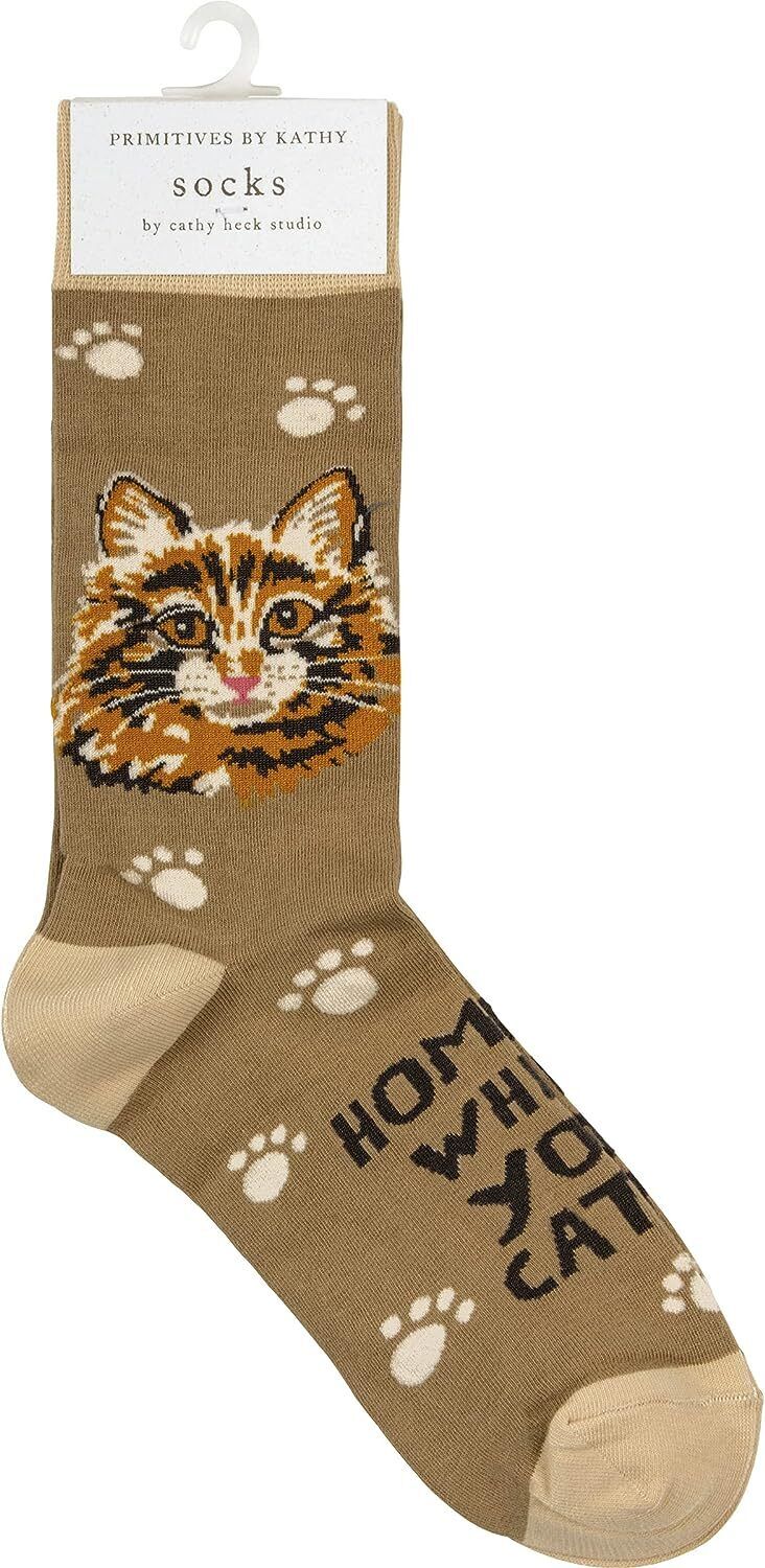 Primitives by Kathy Socks - Home is Where Your Cat Is, Unisex, One Size