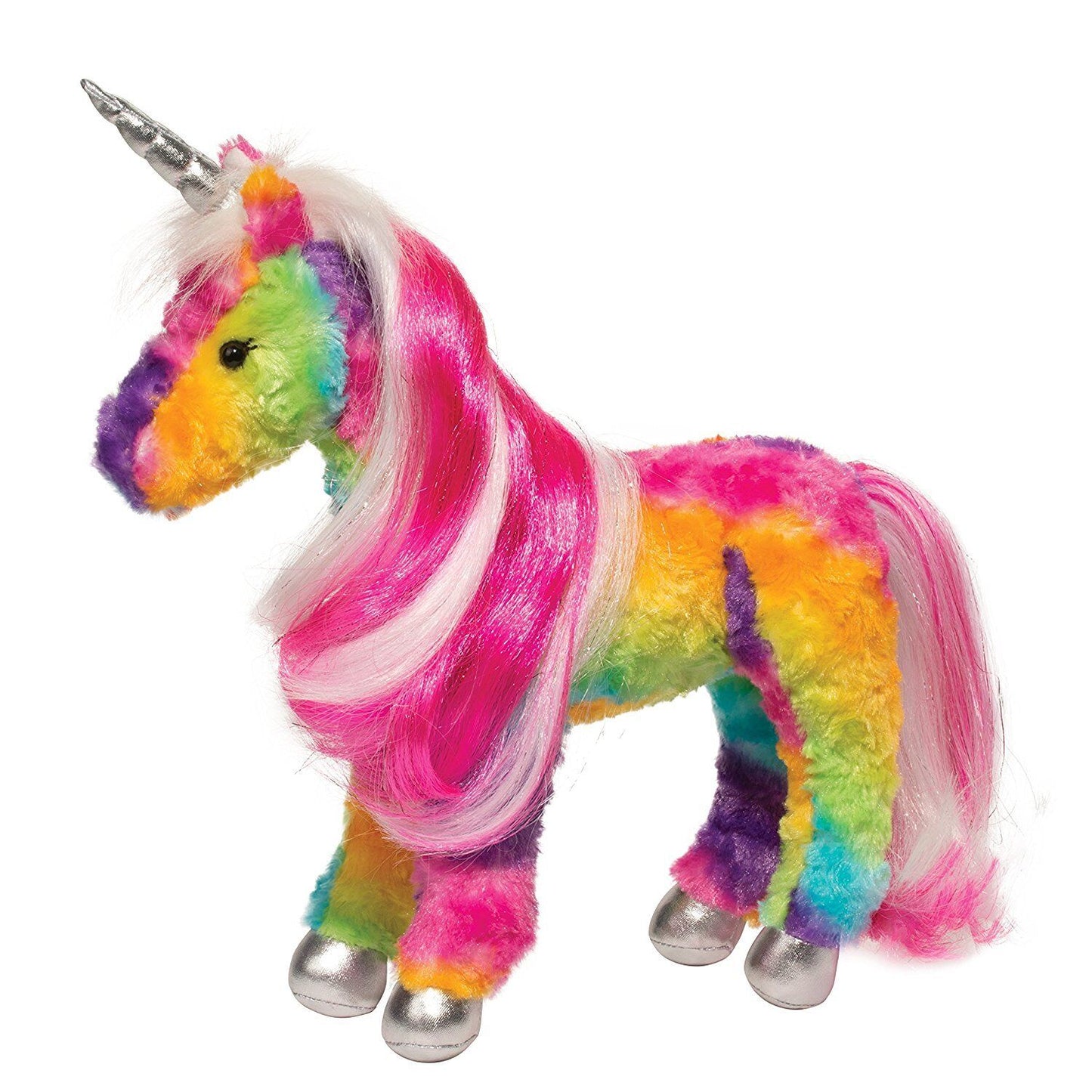 Douglas Toys Joy Rainbow Unicorn Plush Stuffed Animal Toy with Brush, 10"