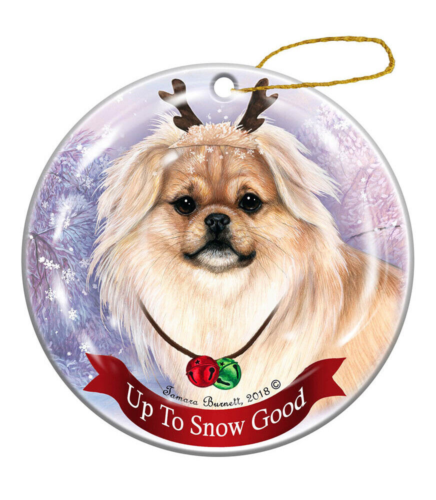 Holiday Pet Gifts Tibetan Spaniel Cream Dog Porcelain Christmas Ornament