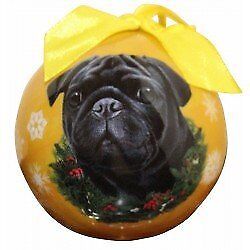 E&S Pets Christmas Ball Ornament -Black Pug