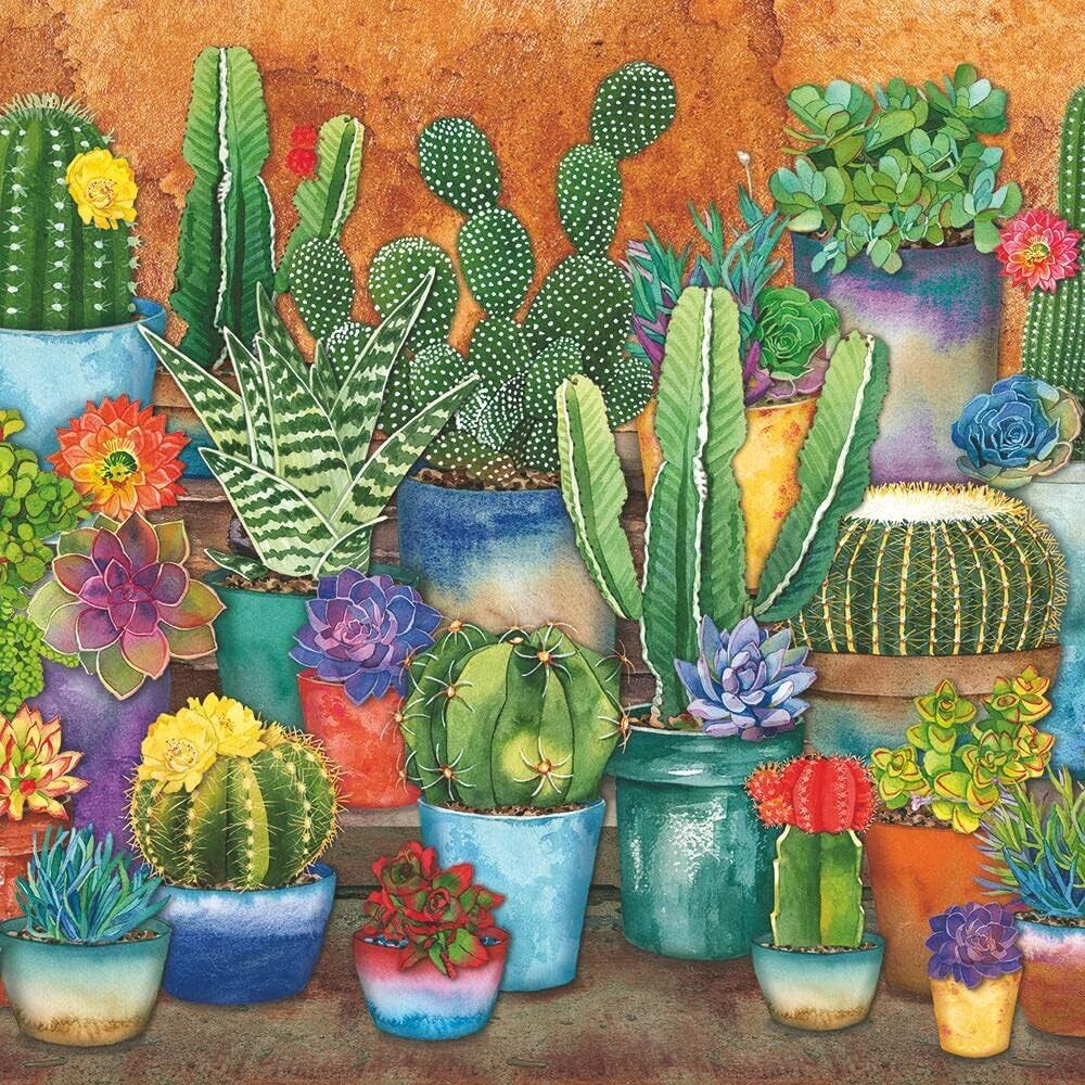 Paperproducts Design Southwest Succulents Beverage/Cocktail Paper Napkins,5"x5"