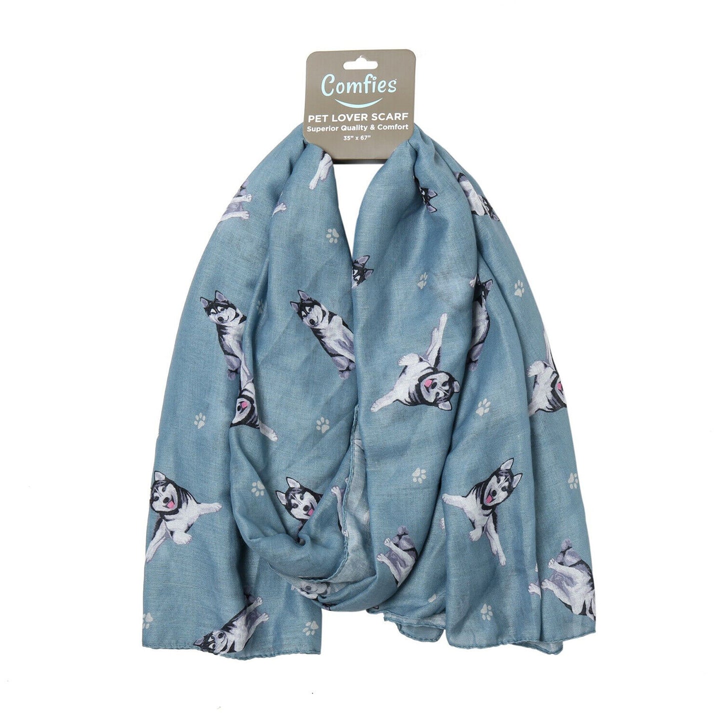 Siberian Husky Dog Lover Scarf - Year-round scarf- Lightweight material, 67"