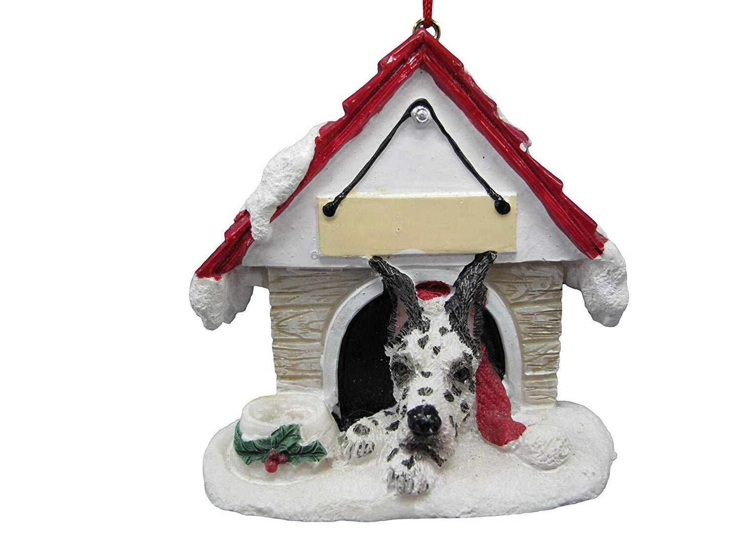 Harlequin Dane Doghouse Ornament Hand Painted Easily Personalized