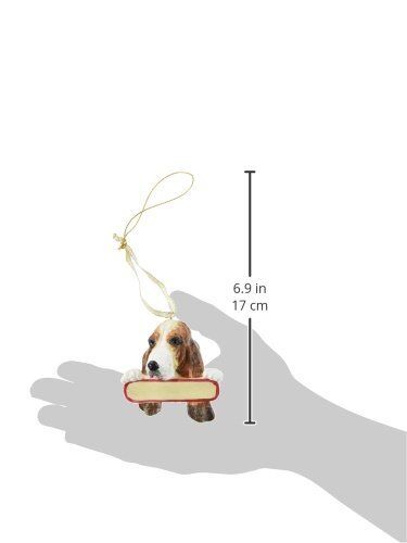 Basset Hound Ornament "Santa's Pals" With Personalizable Name Plate