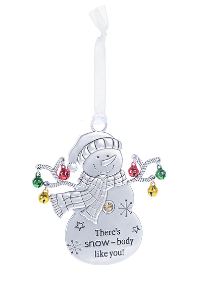 Ganz Snowman with Bells Ornament - There's snow-body like you!