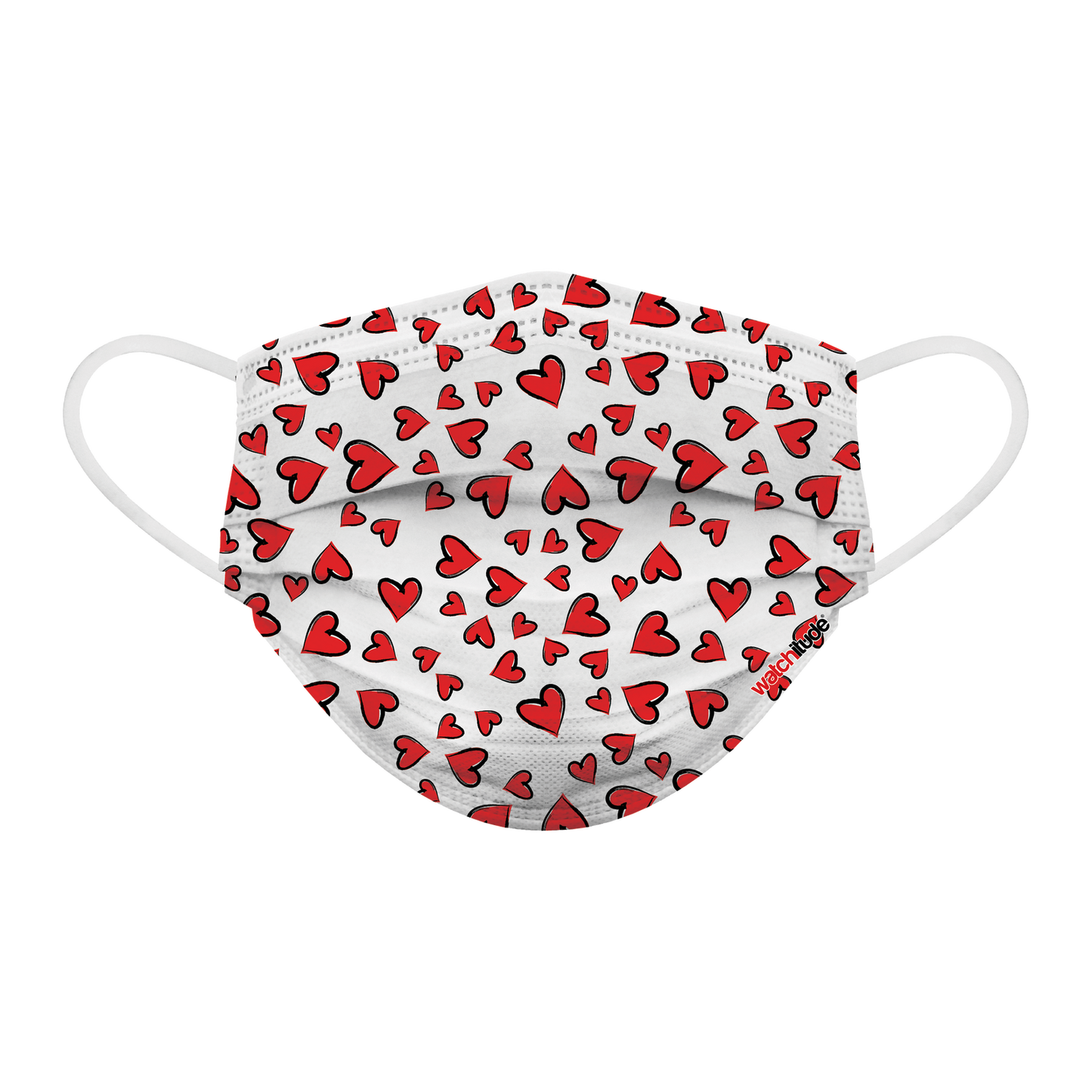 Watchitude Fun Face Masks for Adults/Teens - 6 pack - Hearts, Pink Maze