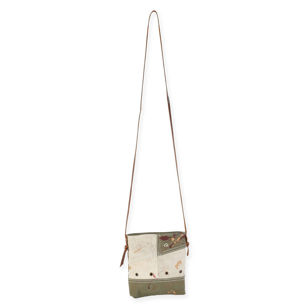 Uchi Gold Splattered Small Canvas Crossbody Recycled Canvas Leather Strap & Trim
