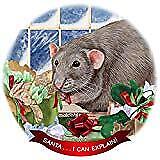 Rat Dark Grey Solid Porcelain Ornament Pet Gift 'Santa. I Can Explain!'