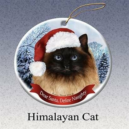 Holiday Pet Gifts Himalayan Cat Santa Hat Cat Porcelain Christmas Tree Ornament