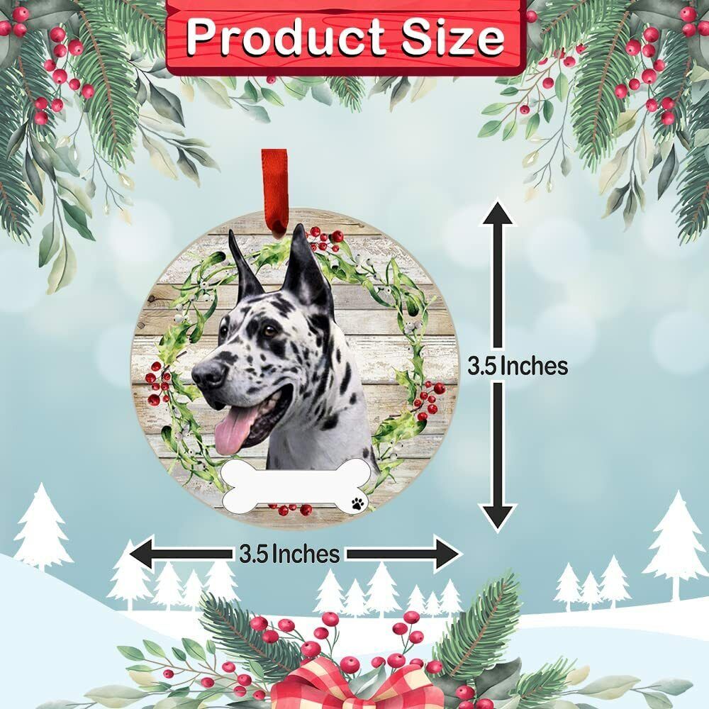 Harlequin Dane Ornament - E&S Pets - DIY Personalizable, Ceramic Round Ornament