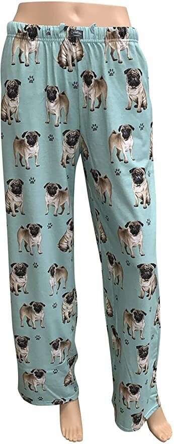 Pug Unisex Lightweight Cotton Blend Pajama Bottoms- Medium