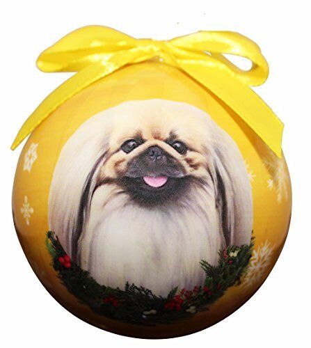"Pekingese Christmas Ornament" Shatter Proof Ball Easy To Personalize