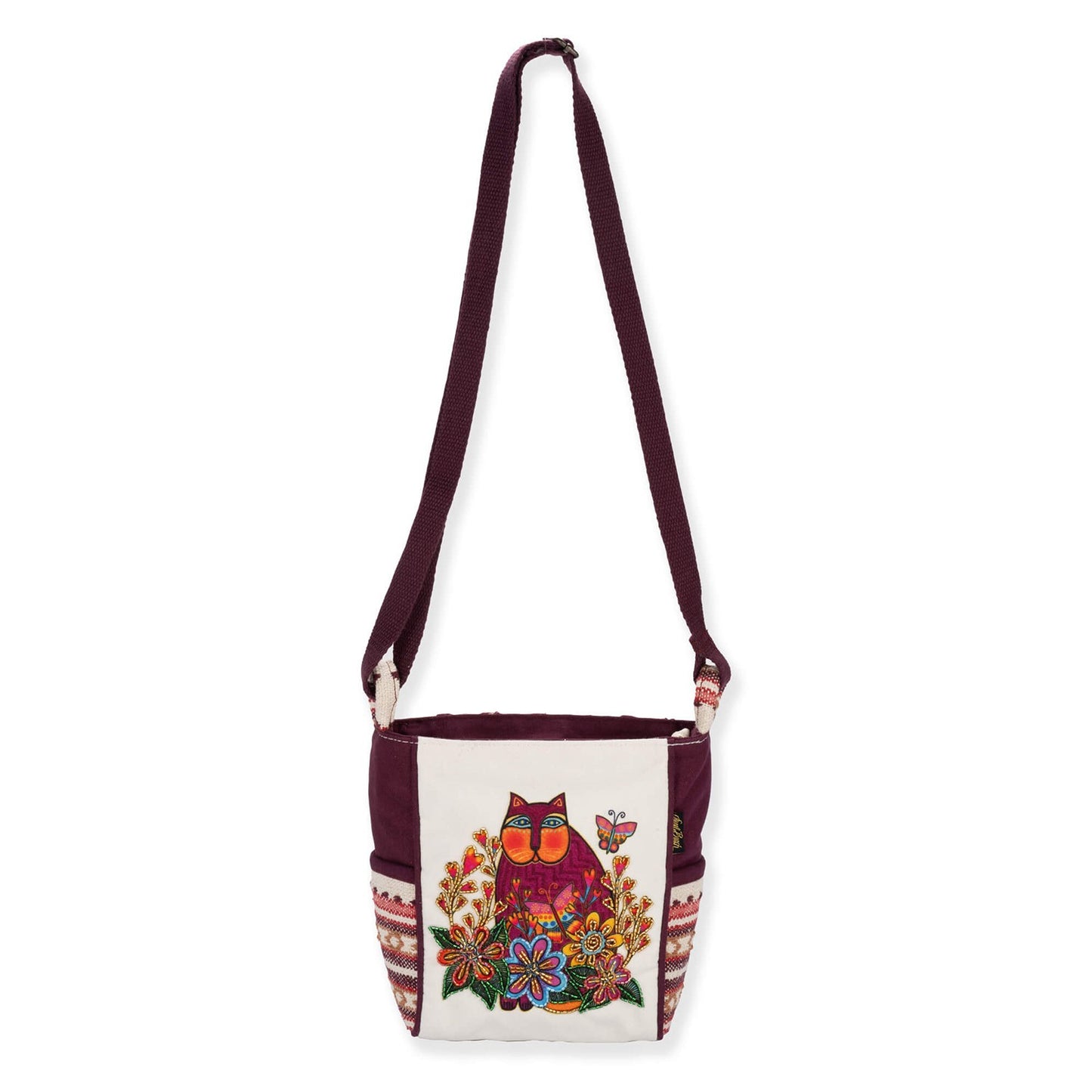 Laurel Burch Corazon Cat Print Crossbody Shoulder Bag, 8.5" x 3.75" x 8.5"