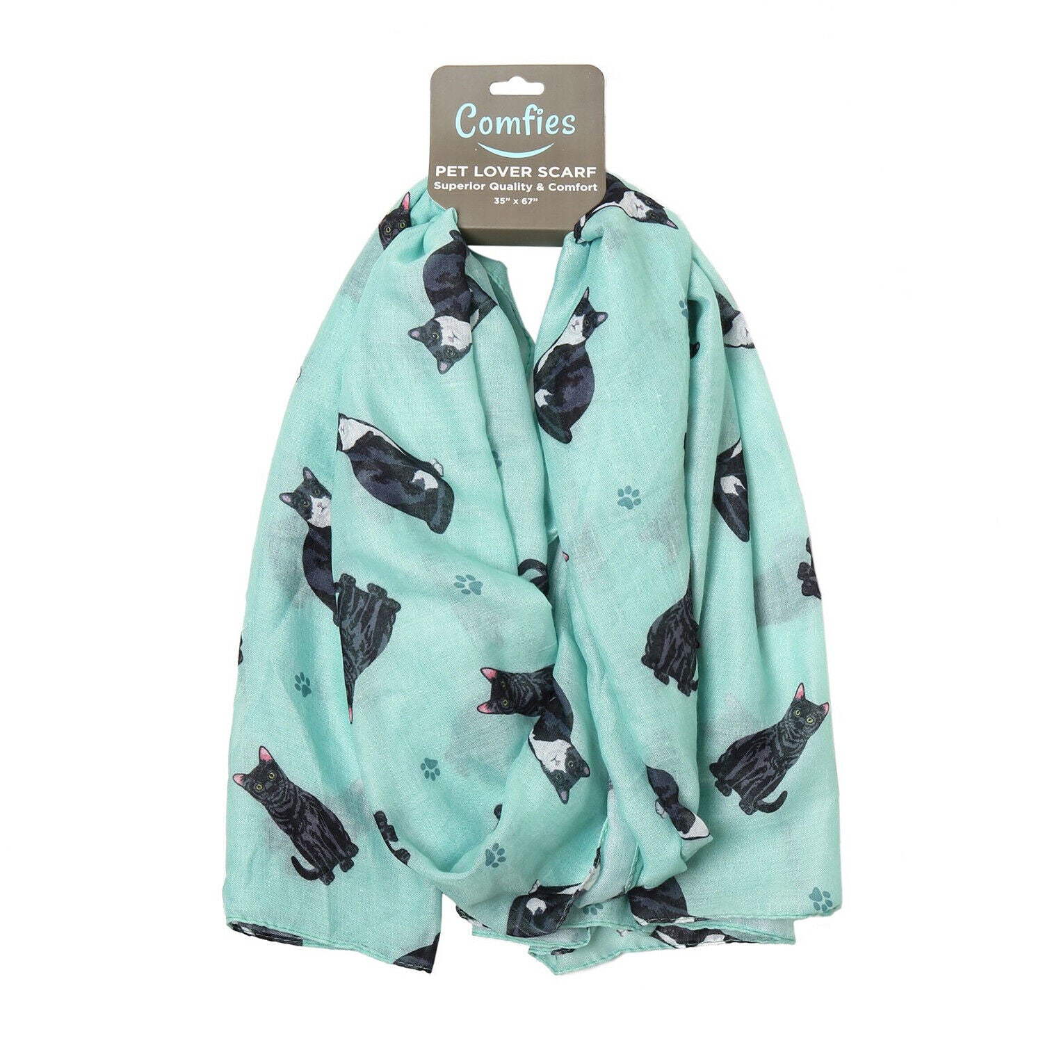 Black & White Cat Lover Scarf - All-year-round scarf- Lightweight material, 67"