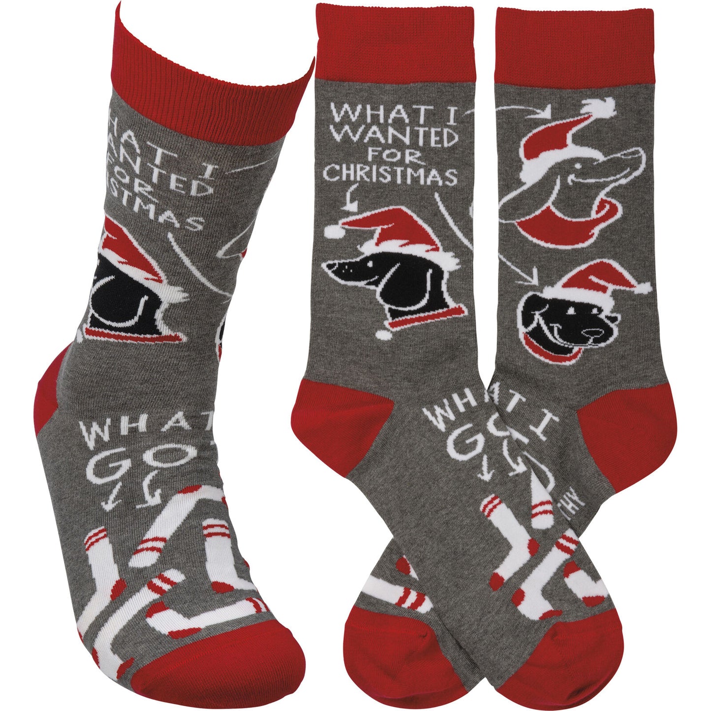 Primitives by Kathy - What I Wanted For Christmas Dog Socks, One Size Fits Most