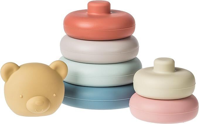Mary Meyer Baby Toddler Simply Silicone Stacking Rings for 6+ Months, 6", Teddy