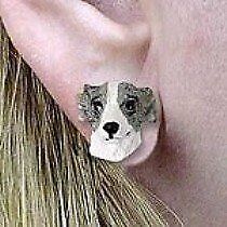Conversation Concepts Whippet Gray & White Earrings Post