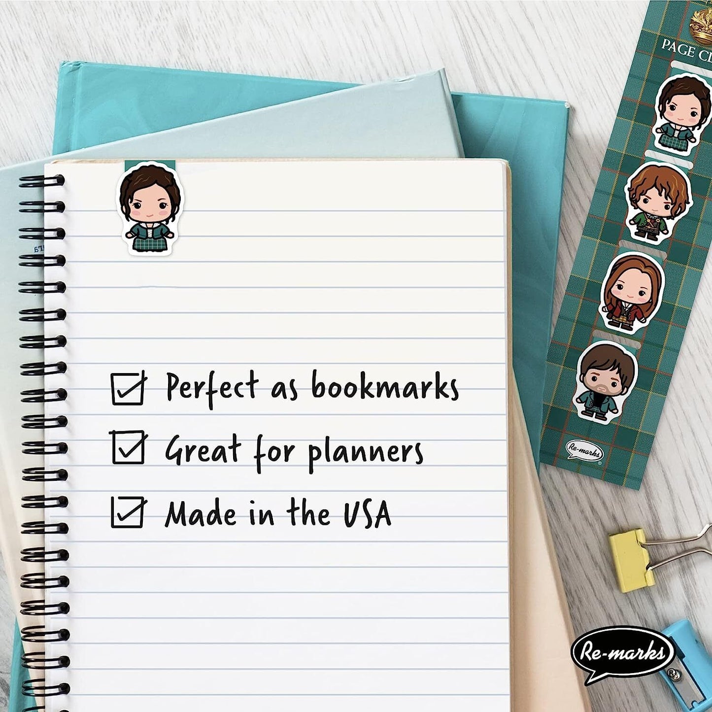 Re-marks “Outlander” Magnetic Bookmarks, 2 Packs of 4 Clips, 8 Clips Total