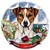 Rat Terrier Brown/White Uncropped Dog Porcelain Ornament 'Santa. I Can Explain!'