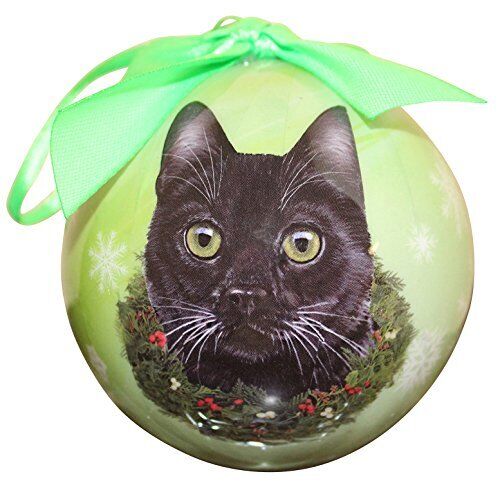 Black Cat Christmas Ornament Shatter Proof Ball Easy To Personalize