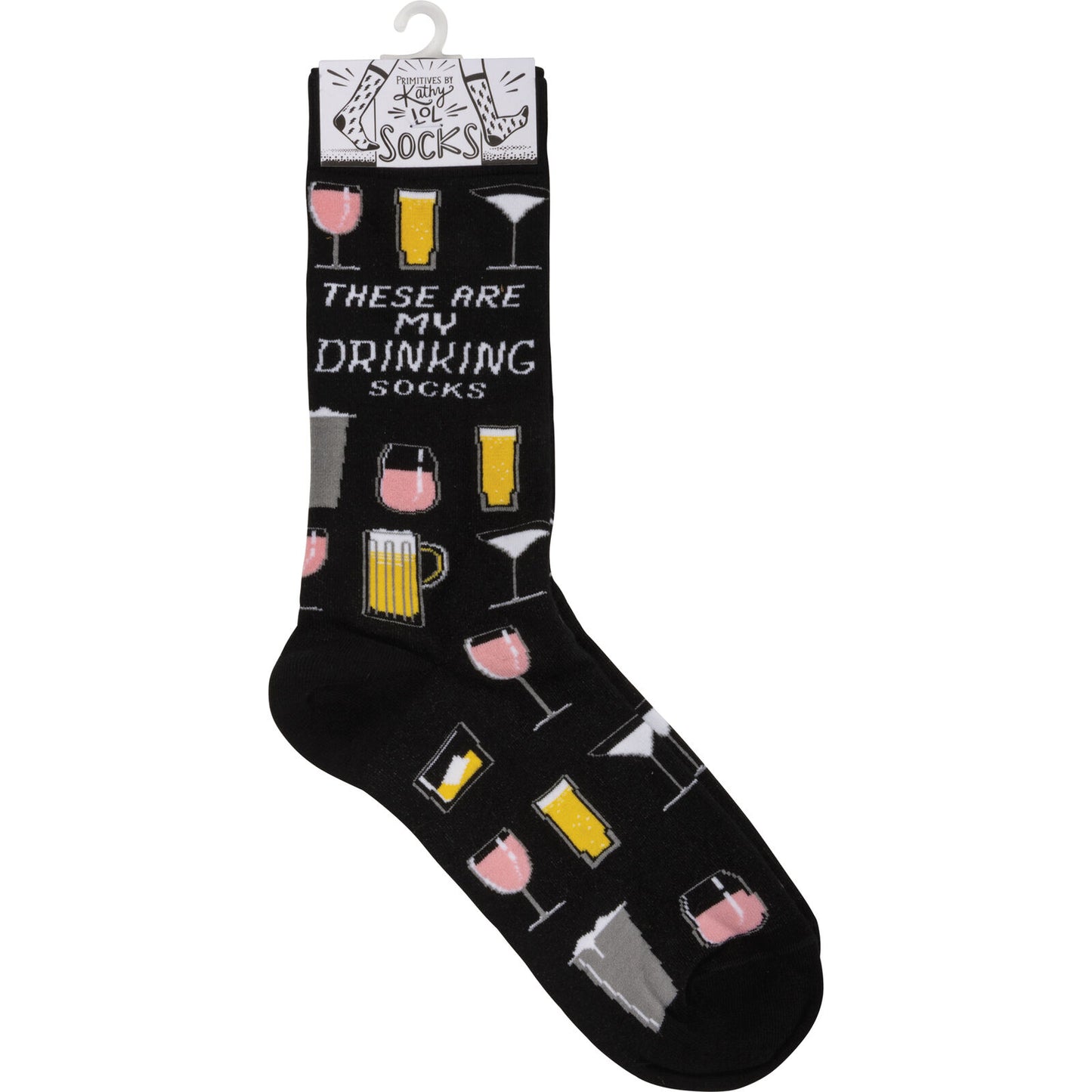 Primitives by Kathy These Are My Drinking Socks Colorfully Printed Socks