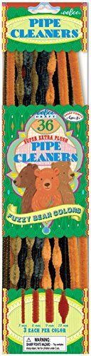 eeBoo Brown and Black Pipe Cleaners Craft Kit- Fuzzy Bear Colors