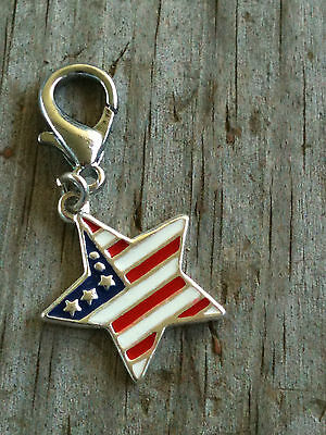 Lobster Claw Star on American Flag Flat Charm / Zipper Pull
