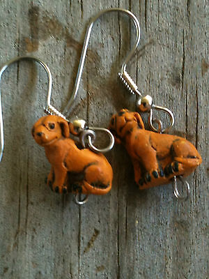 Peruvian Ceramic Golden Retriever Earrings