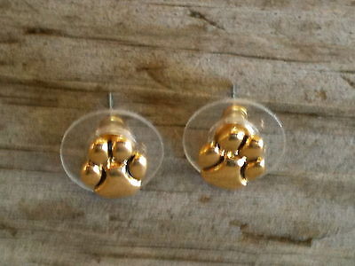 Tiny Gold Paw Print Gold Plated Post Earrings