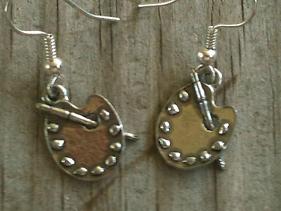 Painter's Palette 3D Silver Plated Lead Free Pewter Artist Earrings
