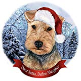 Holiday Pet Gifts Welsh Terrier Blue/Tan Santa Hat Dog Porcelain Ornament
