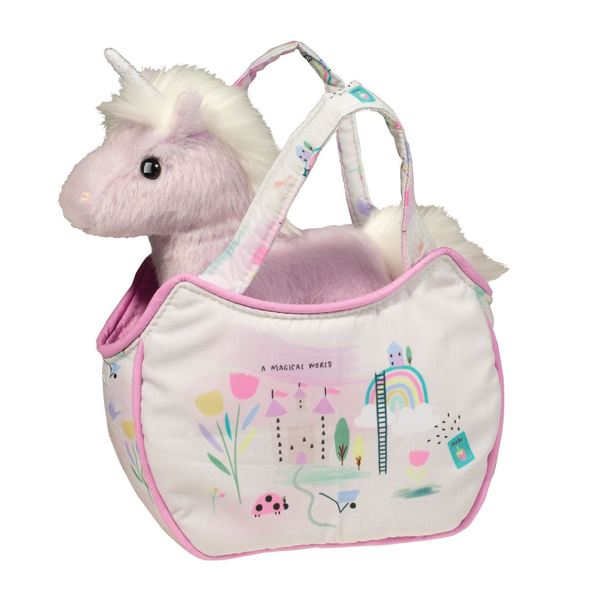 Douglas Magical World Sassy Sak with Purple Unicorn Plush Stuffed Animal Toy, 7"