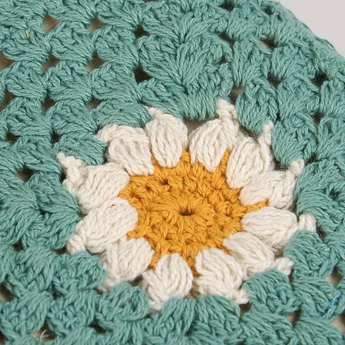 Primitives by Kathy Daisy Crossbody and Straps Feature a Crochet Style, 8 x 6"