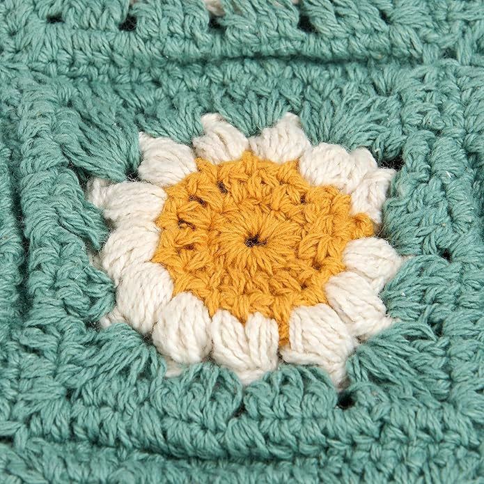 Primitives by Kathy Daisy Tote and Straps Feature a Crochet Style, 12 x 15 "