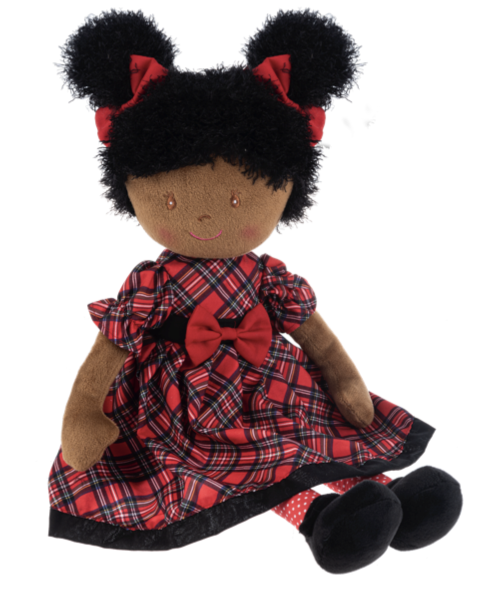 Ganz Natalia Rag Doll with Brown Skin and Black Curly Hair, 20" H