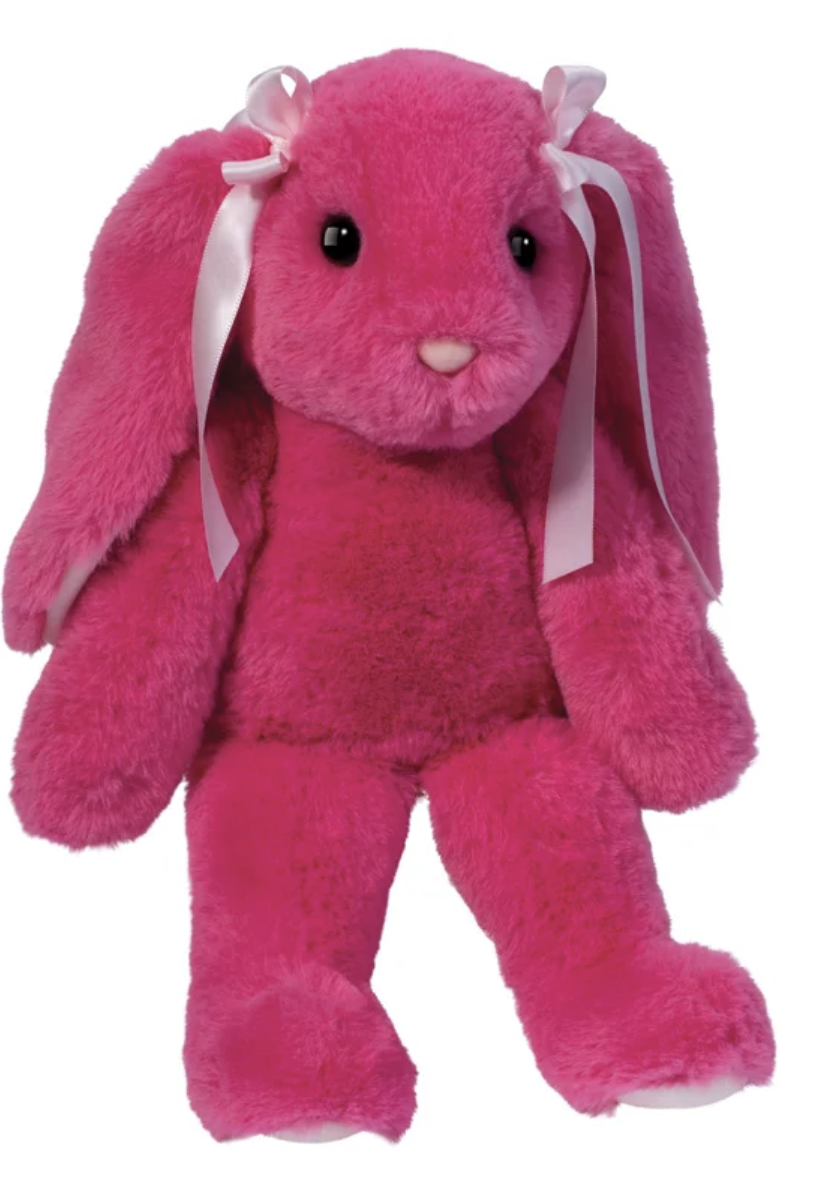 Douglas Begonia Bright Pink Floppy Bunny Plush Stuffed Animal, 8 inches sitting