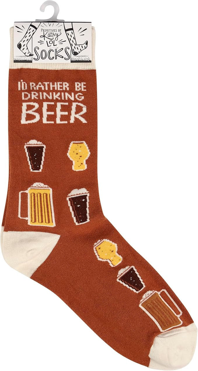 Primitives by Kathy - I'd Rather Be Drinking Beer Unisex Socks, One Size