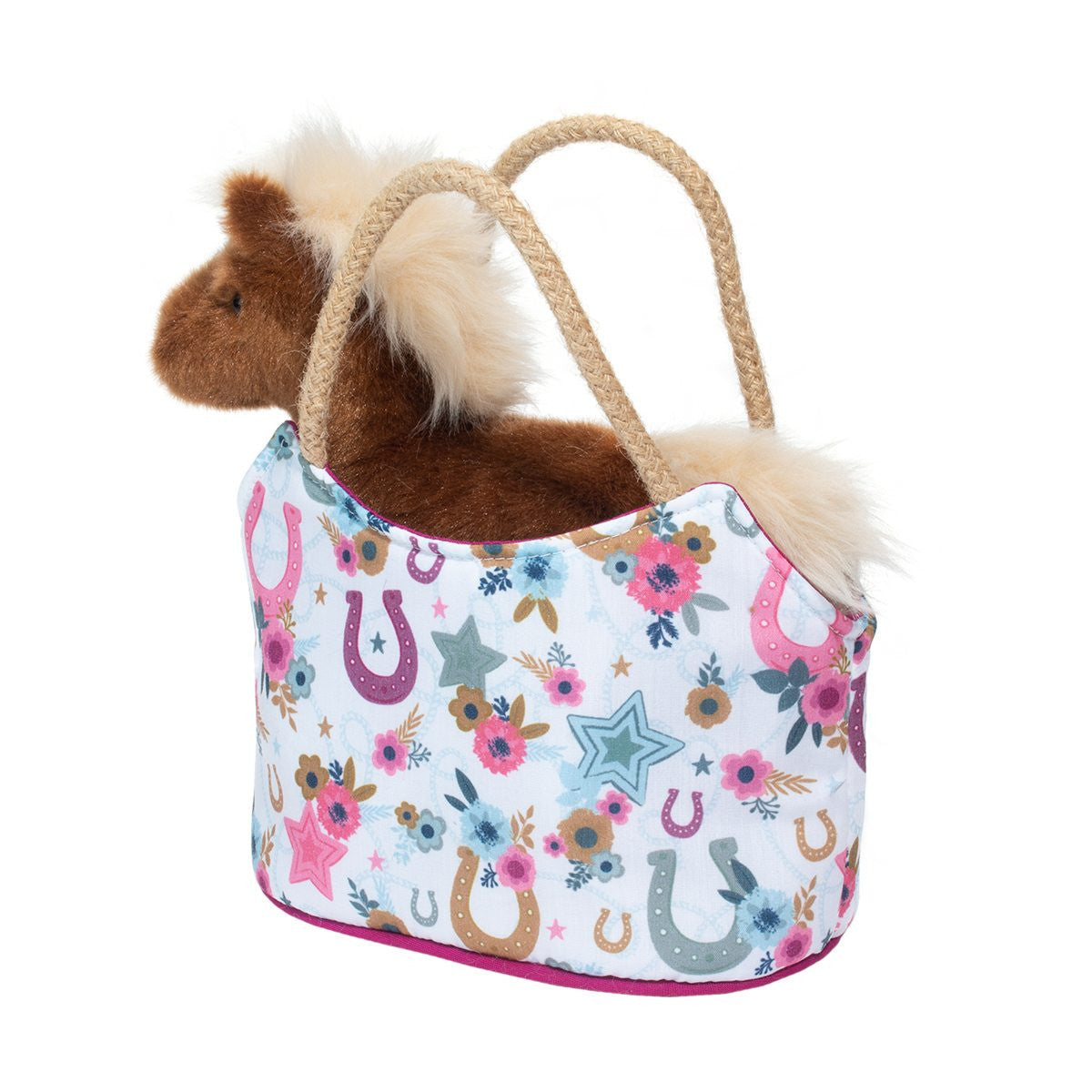 Douglas Boho Horseshoe Sassy Sak Tote with Horse Plush Stuffed Animal Toy, 7"